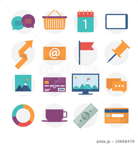 Modern flat icons vector collection, web design objects, business, office and marketing items. 10668470