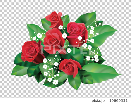 赤いバラの花束のイラスト素材