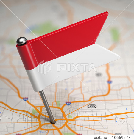 Monaco Small Flag on a Map Background. 10669573