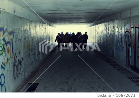 People in Subway. Light at End of Tunnel 10672673