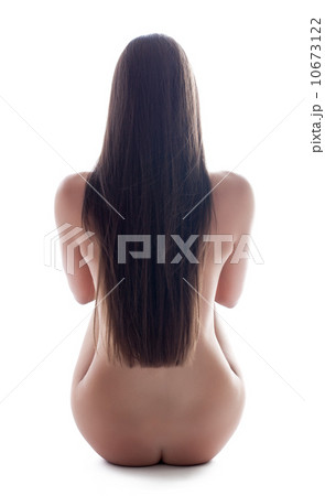 Long-haired nude model posing back to camera 10673122