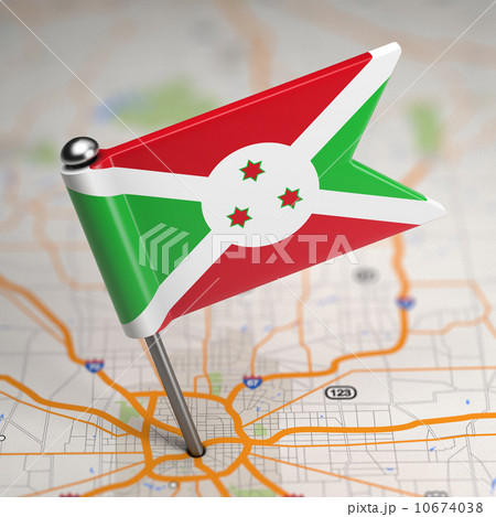 Burundi Small Flag on a Map Background. 10674038