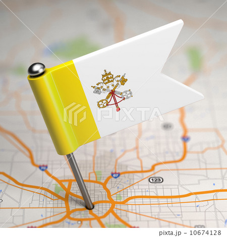 Vatican City Small Flag on a Map Background. 10674128