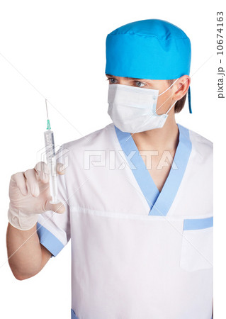 medical doctor with syringe isolated on white background medical doctor with syringe isolated on white background 10674163