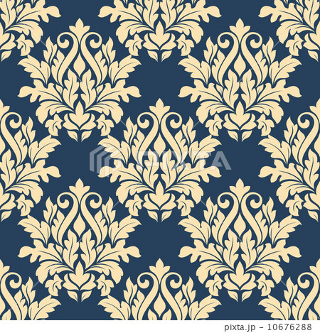 Damask style seamless pattern on blue Damask style seamless pattern on blue 10676288