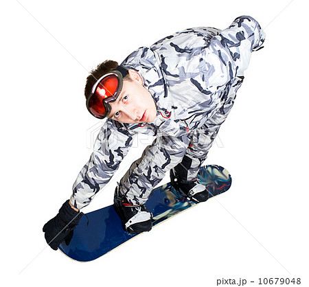 Portrait of handsome boy in sportswear with snowboard isolated o Portrait of handsome boy in sportswear with snowboard isolated o 10679048