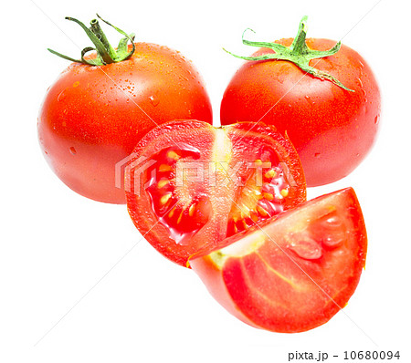 red tomato vegetable with cut isolated on white background red tomato vegetable with cut isolated on white background 10680094