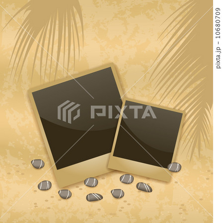 Photo card on sand background, old style 10680709