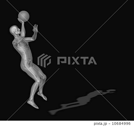 Digitally generated image of human representation playing basketball 10684996