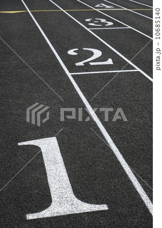 Empty running tracks in sports stadium 10685140