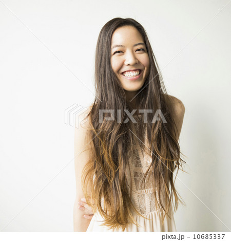 Portrait of woman with long brown hair 10685337