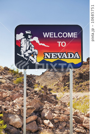 USA, Nevada, Boulder City, welcome sign to Nevada USA, Nevada, Boulder City, welcome sign to Nevada 10685751