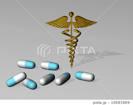Caduceus and medicine capsules 10685869