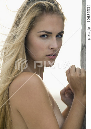 Portrait of young semi-dress woman 10686534