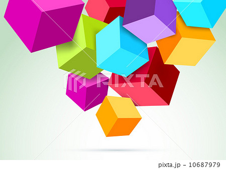 Colorful cubes hanging in the scene Colorful cubes hanging in the scene 10687979