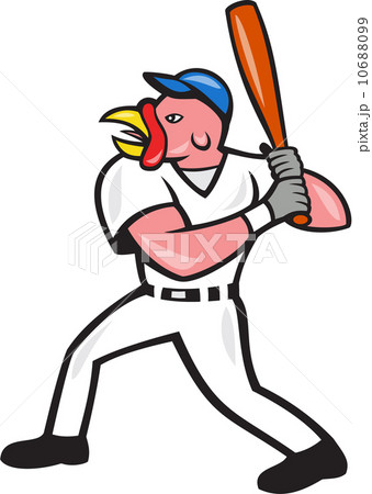 Turkey Baseball Hitter Batting Isolated Cartoon 10688099