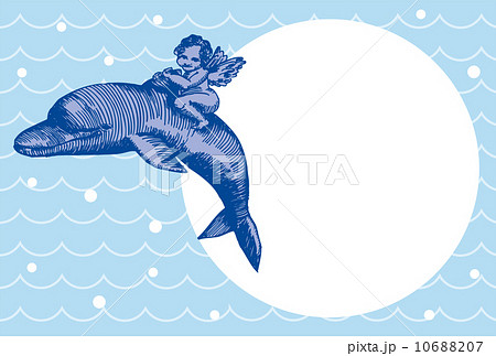 イルカに乗った天使のポストカードフォトフレーム 10688207