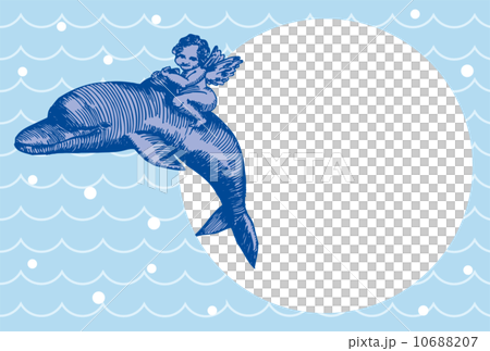 イルカに乗った天使のポストカードフォトフレーム 10688207