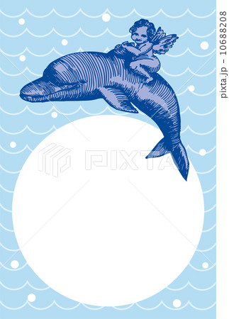 イルカに乗った天使のポストカードフォトフレーム 10688208