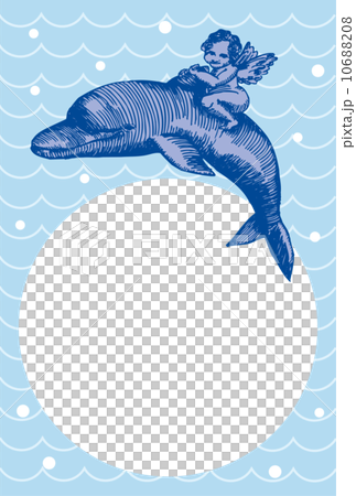 イルカに乗った天使のポストカードフォトフレーム 10688208