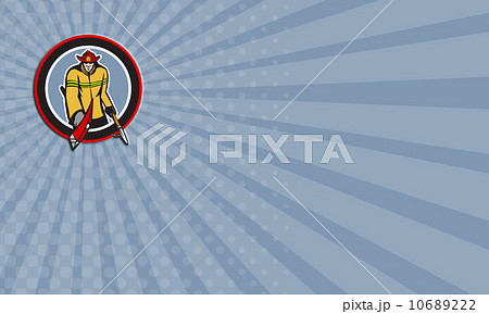 Business card Fireman Carry Axe Hook Pike Pole Circle 10689222