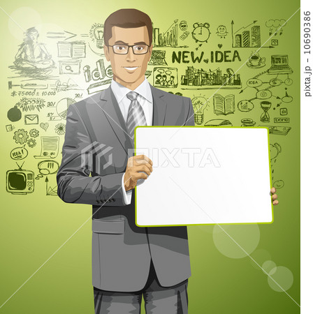 Vector Business Man with Empty Write Board 10690386