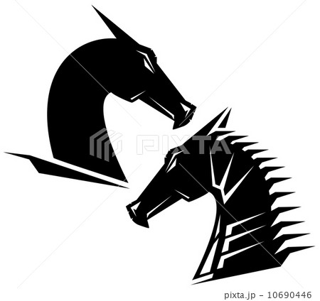dragon head black and white design - profile monster head 10690446