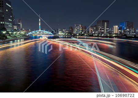 永代橋と東京スカイツリーの夜景 永代橋と東京スカイツリーの夜景 10690722