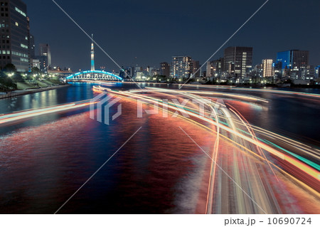 永代橋と東京スカイツリーの夜景 永代橋と東京スカイツリーの夜景 10690724