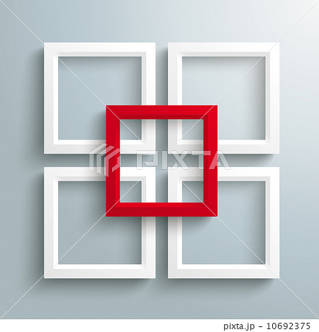 4 White Frames Red Centre Silver Background PiAd 10692375