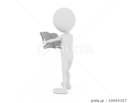 3d man with blank newspaper isolated on white 10693207