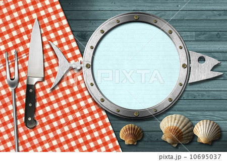 Seafood Menu with Metal Porthole 10695037