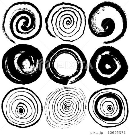 渦巻き 書道 墨 手書きのイラスト素材