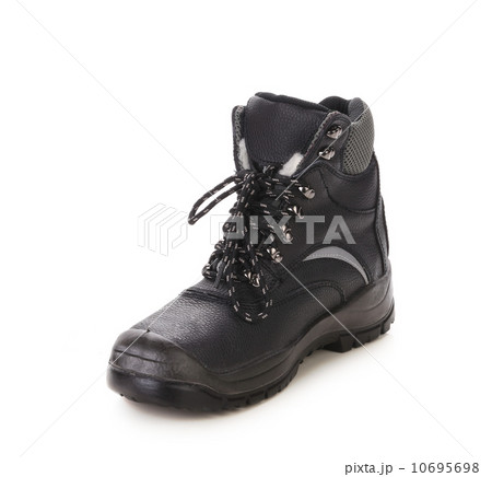 Black man's boot with gray bar. 10695698