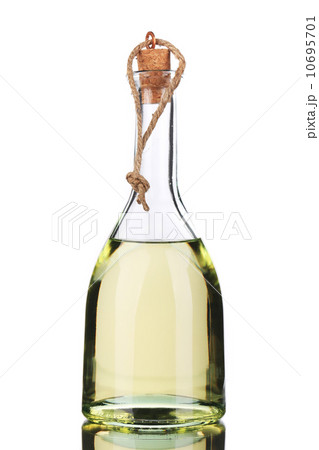 Small bottle of olive oil with cork stopper. 10695701