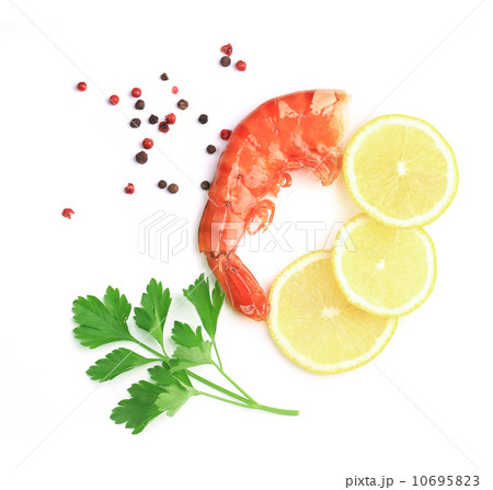 Shrimps close up on white. 10695823