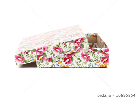 white Gift box with red blue and orange flowers 10695854