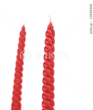 Two red spiral candle. 10696866