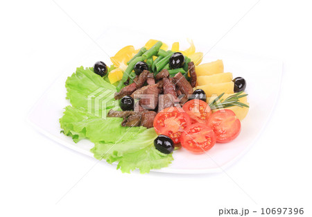 Salad with beef fillet and potatoes. Salad with beef fillet and potatoes. 10697396
