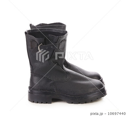 Black leather boots. 10697440