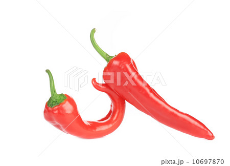 Two raw chili peppers. Two raw chili peppers. 10697870