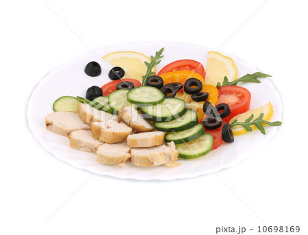 Chicken salad with vegetables and spices. Chicken salad with vegetables and spices. 10698169