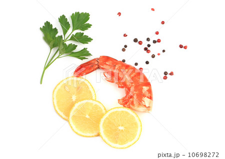 Shrimp close up on white. 10698272