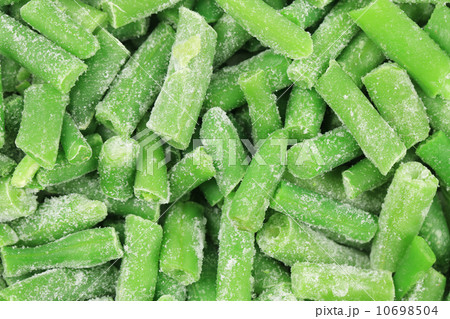 Close up of frozen green beans. 10698504