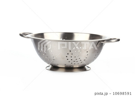 Empty silver colander. 10698591