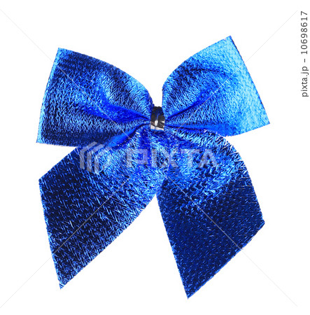 Blue bow made of ribbon. 10698617