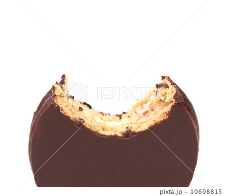 Bitten biscuit sandwich with chocolate. Bitten biscuit sandwich with chocolate. 10698815