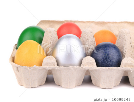Colorful Easter Eggs in box. Colorful Easter Eggs in box. 10699245