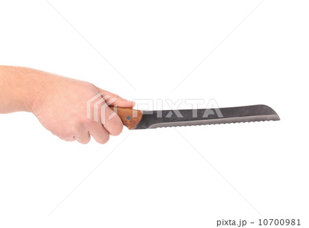 Hand holding high-quality bread knife. Hand holding high-quality bread knife. 10700981