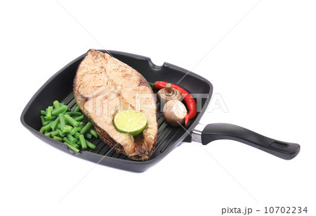 Close up of grilled carp steak. Close up of grilled carp steak. 10702234